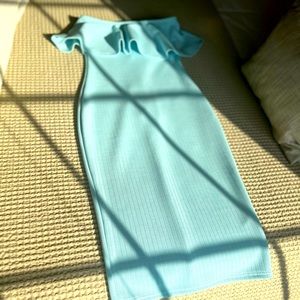 ASOS US size 2 baby blue fitted midi dress
